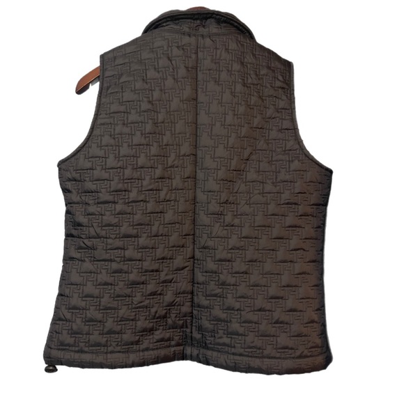 Vintage Tommy Hilfiger Vest Jacket MEDIUM Sleeveless Vest Black TH Quilted Zip - Picture 5 of 9